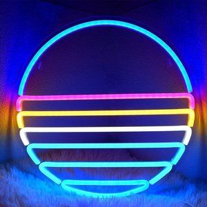 Neon Multicolor Cali Sunset Moon Light Bedroom Beach Vacation Summer Wall Decor